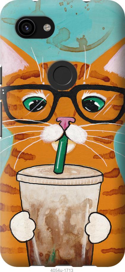 Чехол на Google Pixel 3a XL Зеленоглазый кот в очках