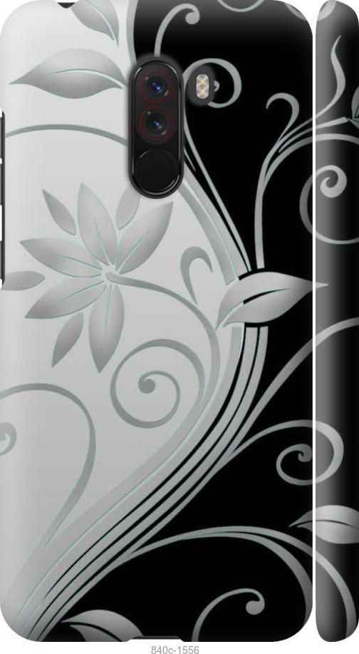Чехол на Xiaomi Pocophone F1 Цветы на чёрно-белом фоне