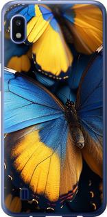 Чехол на Samsung Galaxy A10 2019 A105F Желто-голубые бабочки
