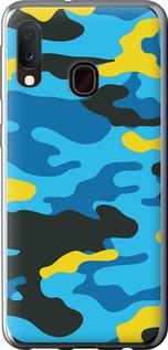 Чехол на Samsung Galaxy A20e A202F Желто-голубой камуфляж