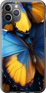 Чехол на iPhone 11 Pro Max Желто-голубые бабочки