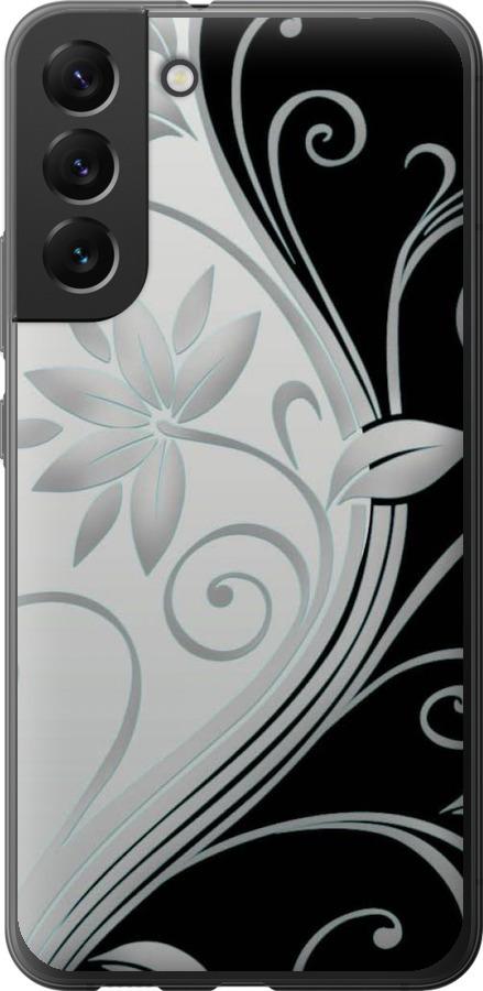 Чехол на Samsung Galaxy S22 Plus Цветы на чёрно-белом фоне