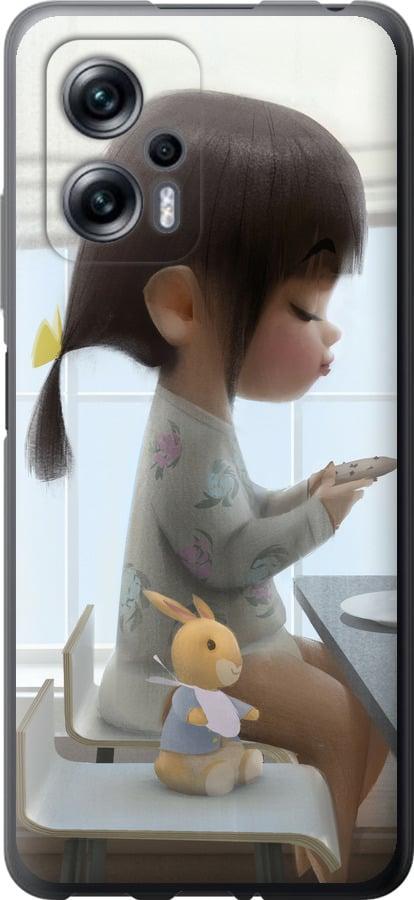 Чехол на Xiaomi Redmi Note 11T Pro Милая девочка с зайчиком