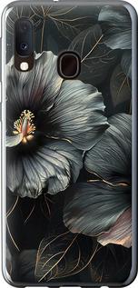 Чехол на Samsung Galaxy A20e A202F Черные цветы
