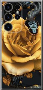 Чехол на Samsung Galaxy S24 Ultra Black snake and golden rose