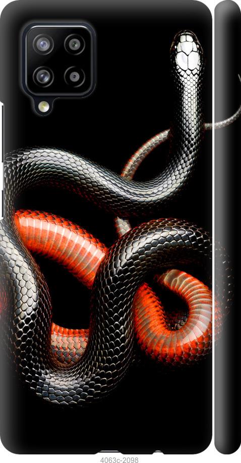 Чехол на Samsung Galaxy A42 A426B Красно-черная змея на черном фоне