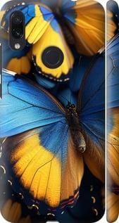 Чехол на Xiaomi Redmi Note 7 Желто-голубые бабочки