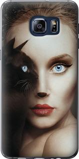 Чехол на Samsung Galaxy S6 Edge Plus G928 Взгляд женщины и кошки
