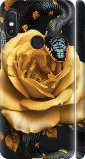 Чехол на Xiaomi Redmi Note 5 Black snake and golden rose