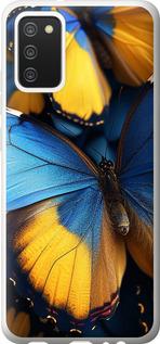 Чехол на Samsung Galaxy A02s A025F Желто-голубые бабочки