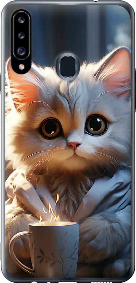 Чехол на Samsung Galaxy A20s A207F White cat