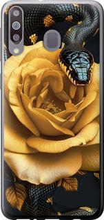 Чехол на Samsung Galaxy M30 Black snake and golden rose