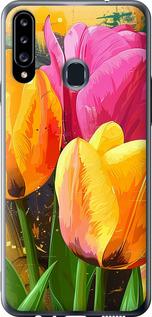 Чехол на Samsung Galaxy A20s A207F Нарисованные тюльпаны