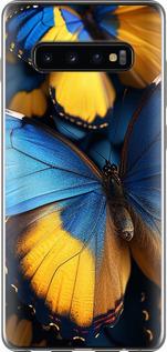 Чехол на Samsung Galaxy S10 Plus Желто-голубые бабочки