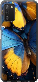 Чехол на Samsung Galaxy A03s A037F Желто-голубые бабочки