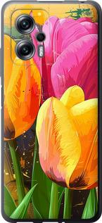 Чехол на Xiaomi Redmi Note 11T Pro Нарисованные тюльпаны