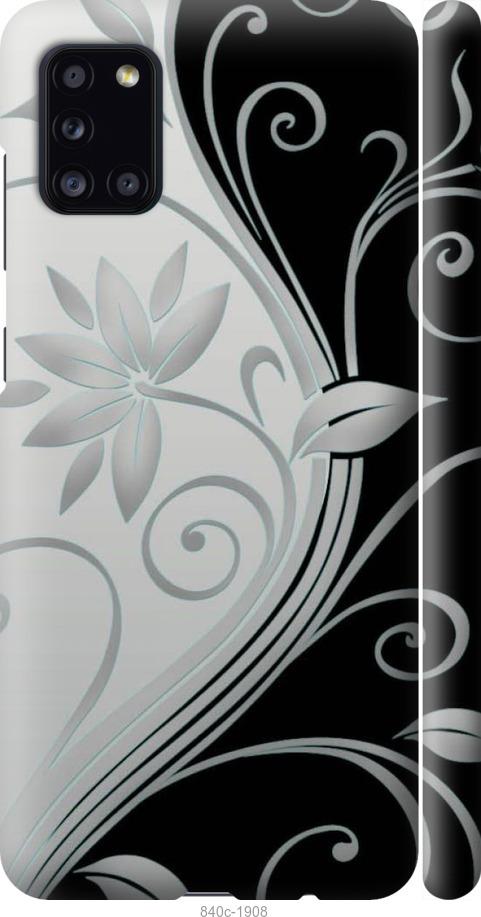 Чехол на Samsung Galaxy A31 A315F Цветы на чёрно-белом фоне