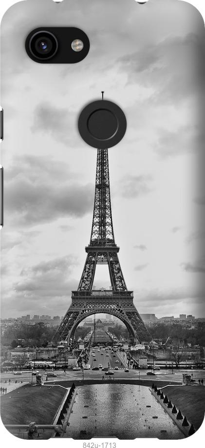 Чехол на Google Pixel 3a XL Чёрно-белая Эйфелева башня