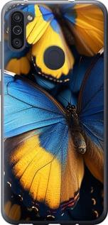 Чехол на Samsung Galaxy M11 M115F Желто-голубые бабочки