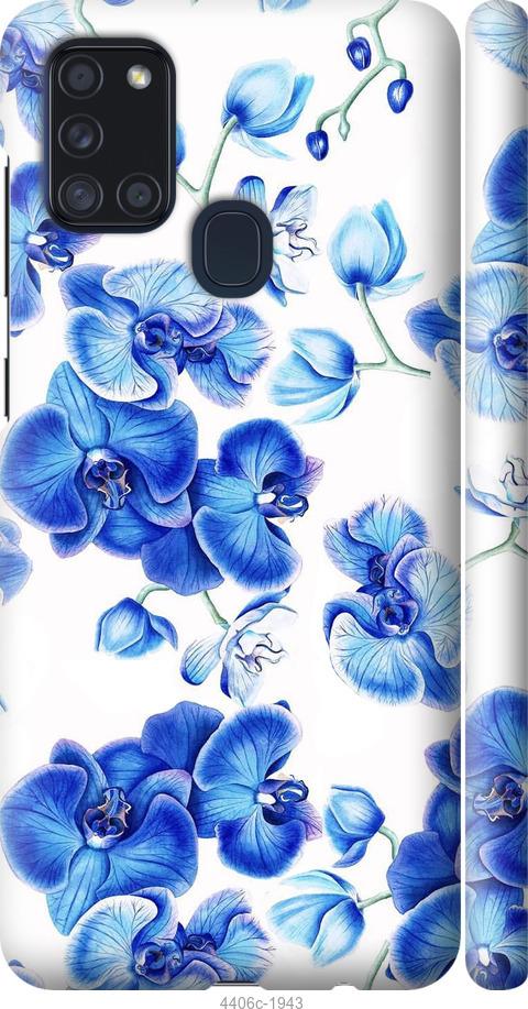 Чехол на Samsung Galaxy A21s A217F Голубые орхидеи