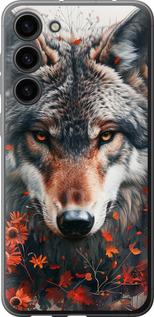 Чехол на Samsung Galaxy S23 Plus Wolf and flowers
