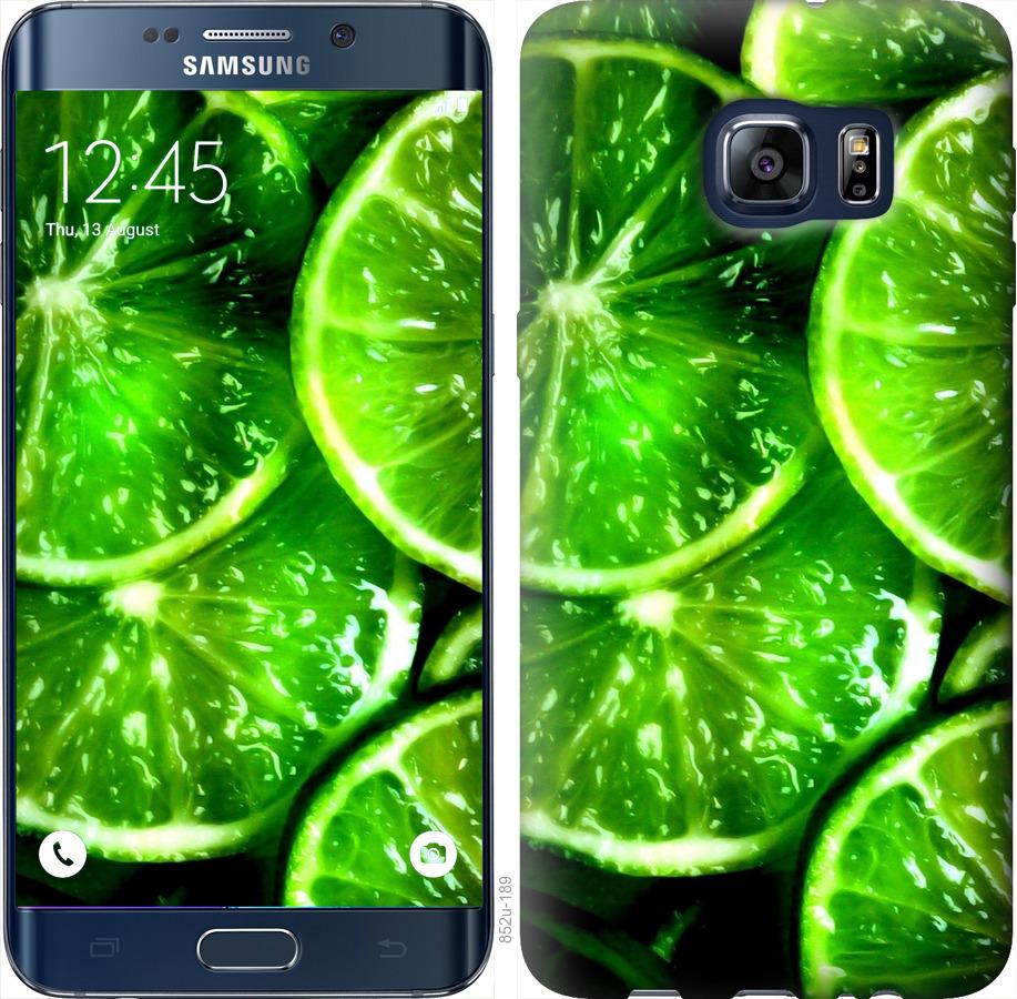 Чехол на Samsung Galaxy S6 Edge Plus G928 Зелёные дольки лимона