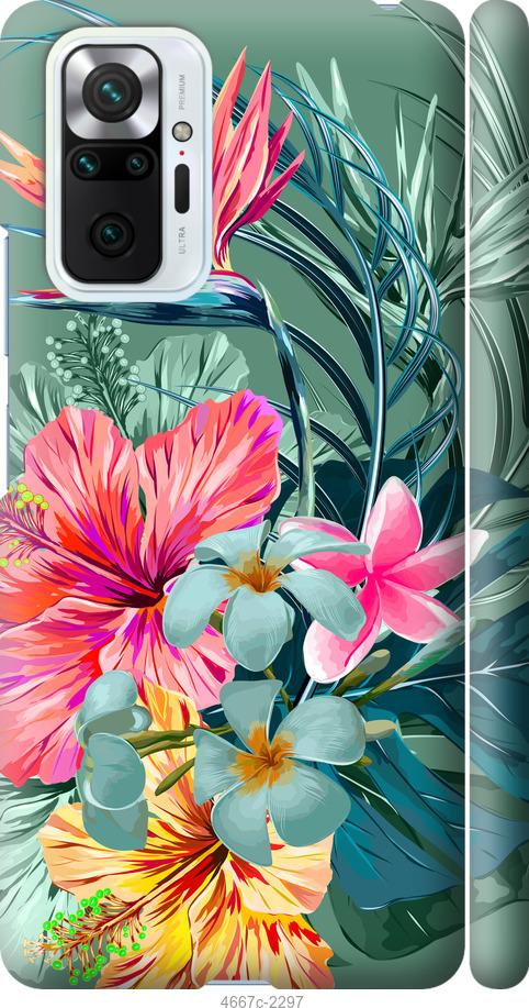 Чехол на Xiaomi Redmi Note 10 Pro Тропические цветы v1