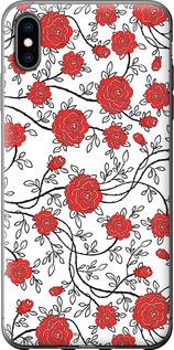 Чехол на iPhone XS Max Красные розы на белом фоне