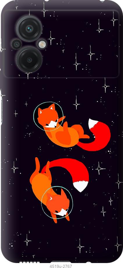 Чехол на Xiaomi Poco M5 Лисички в космосе