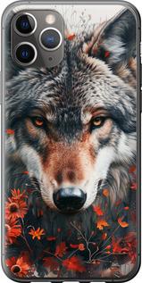 Чехол на iPhone 11 Pro Max Wolf and flowers