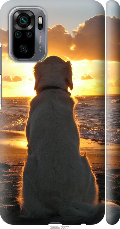 Чехол на Xiaomi Redmi Note 10 Закат и собака