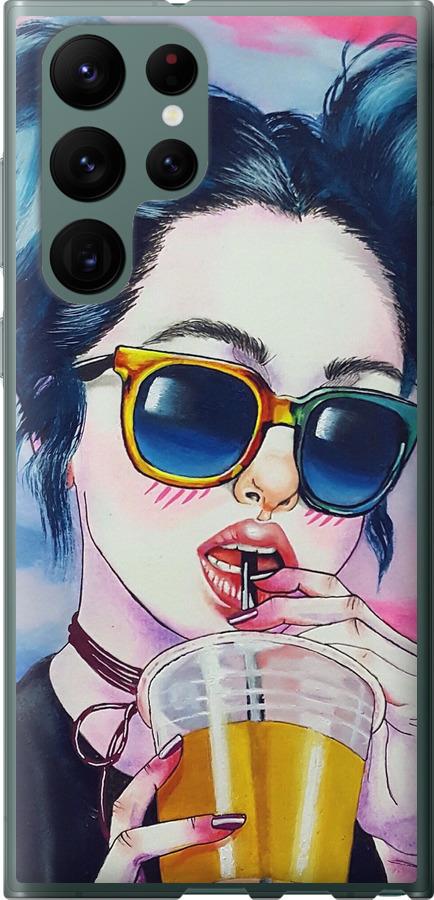 Чехол на Samsung Galaxy S22 Ultra Арт-девушка в очках
