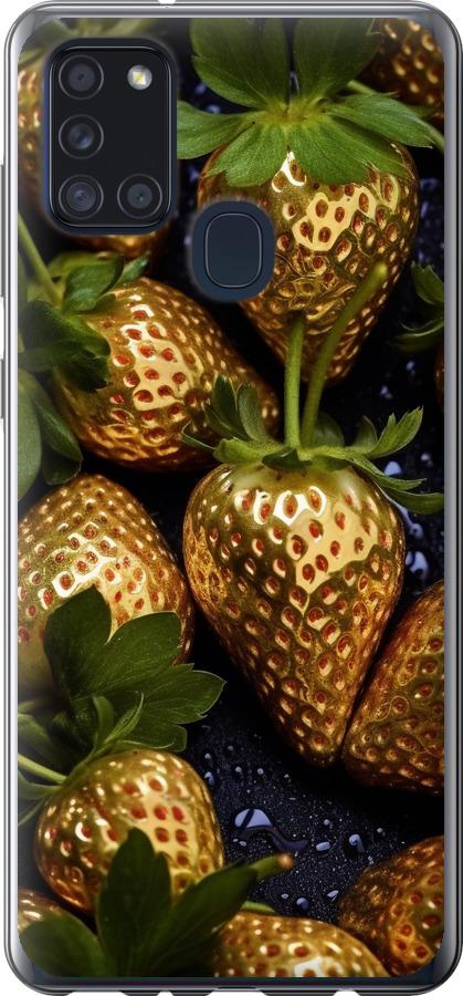 Чехол на Samsung Galaxy A21s A217F Золотая клубника