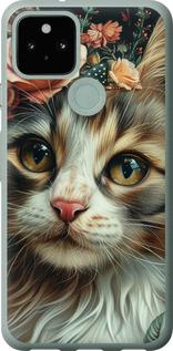 Чехол на Google Pixel 5 Cats and flowers