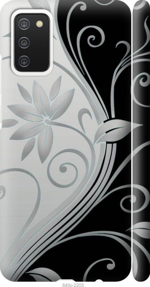 Чехол на Samsung Galaxy A02s A025F Цветы на чёрно-белом фоне