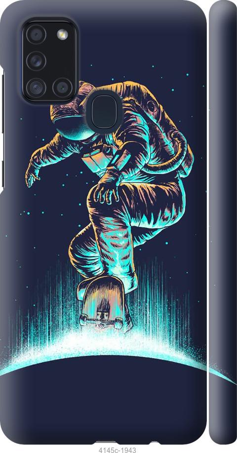 Чехол на Samsung Galaxy A21s A217F Космонавт на скейтборде