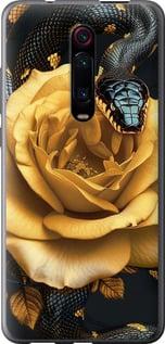 Чехол на Xiaomi Redmi K20 Black snake and golden rose