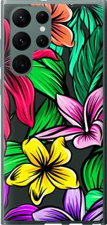 Чехол на Samsung Galaxy S22 Ultra Тропические цветы 1