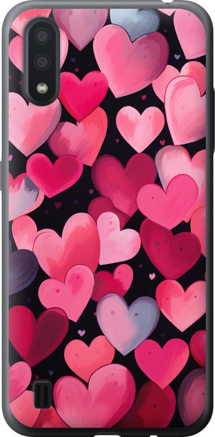 Чехол на Samsung Galaxy A01 A015F Сердечки 4