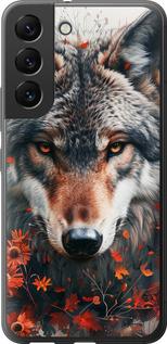 Чехол на Samsung Galaxy S22 Wolf and flowers