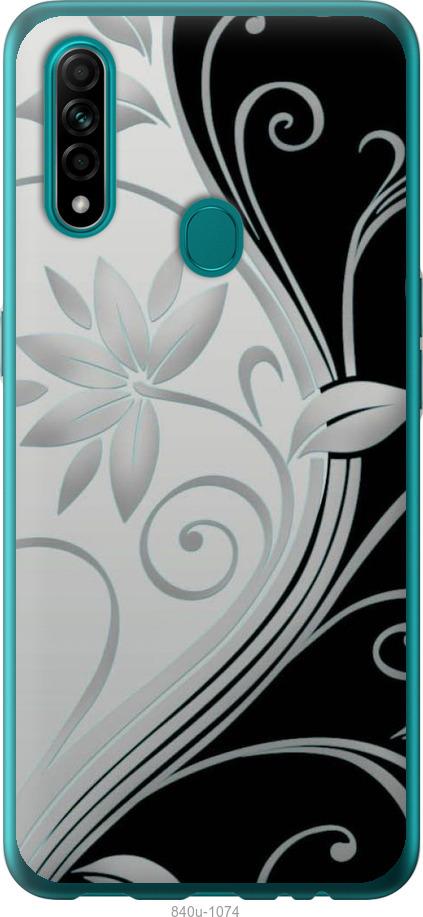 Чехол на Oppo A31 Цветы на чёрно-белом фоне