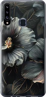 Чехол на Samsung Galaxy A20s A207F Черные цветы