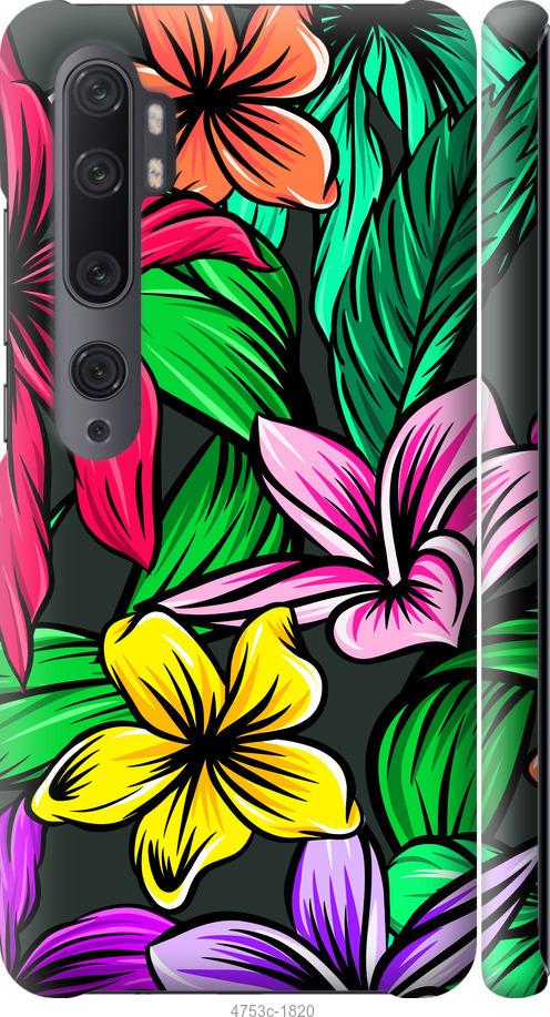 Чехол на Xiaomi Mi Note 10 Тропические цветы 1