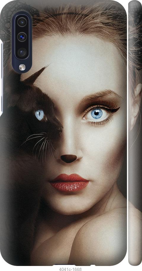 Чехол на Samsung Galaxy A50 2019 A505F Взгляд женщины и кошки
