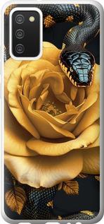 Чехол на Samsung Galaxy A02s A025F Black snake and golden rose