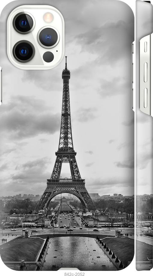 Чехол на iPhone 12 Pro Чёрно-белая Эйфелева башня