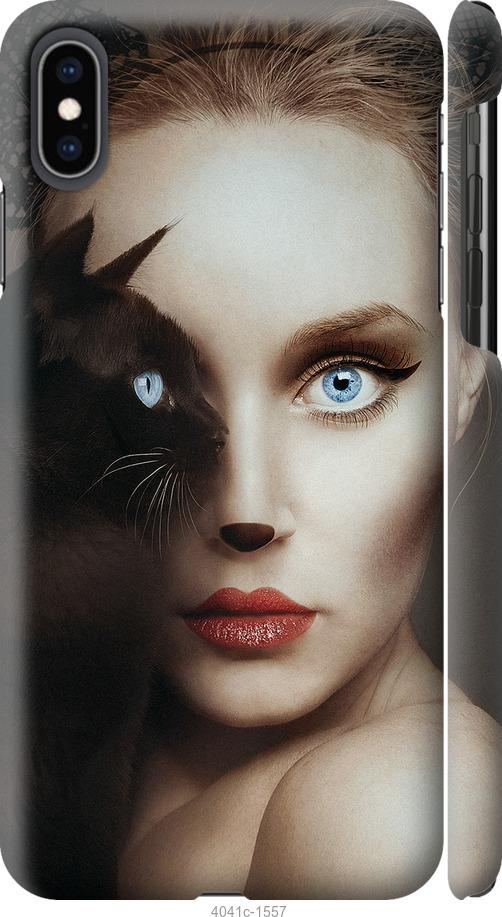 Чехол на iPhone XS Max Взгляд женщины и кошки