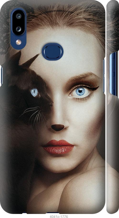 Чехол на Samsung Galaxy A10s A107F Взгляд женщины и кошки