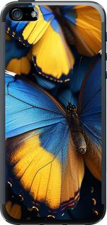 Чехол на iPhone SE Желто-голубые бабочки