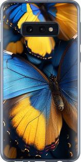 Чехол на Samsung Galaxy S10e Желто-голубые бабочки